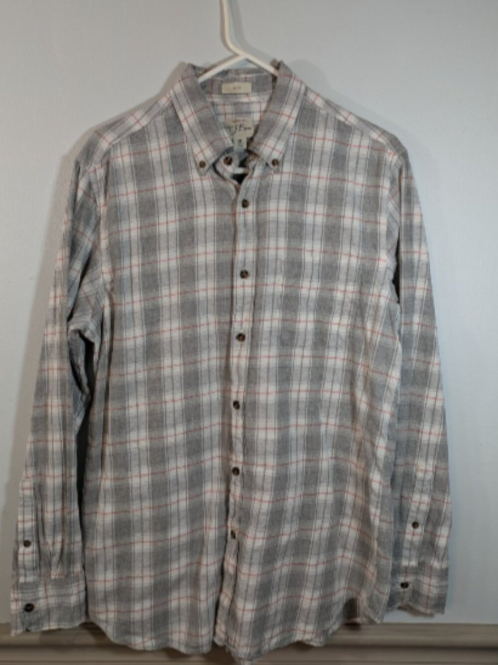 J.Crew Men's Medium Slim Gray Plaid Flannel Long Sleeve Reimagined By J Crew